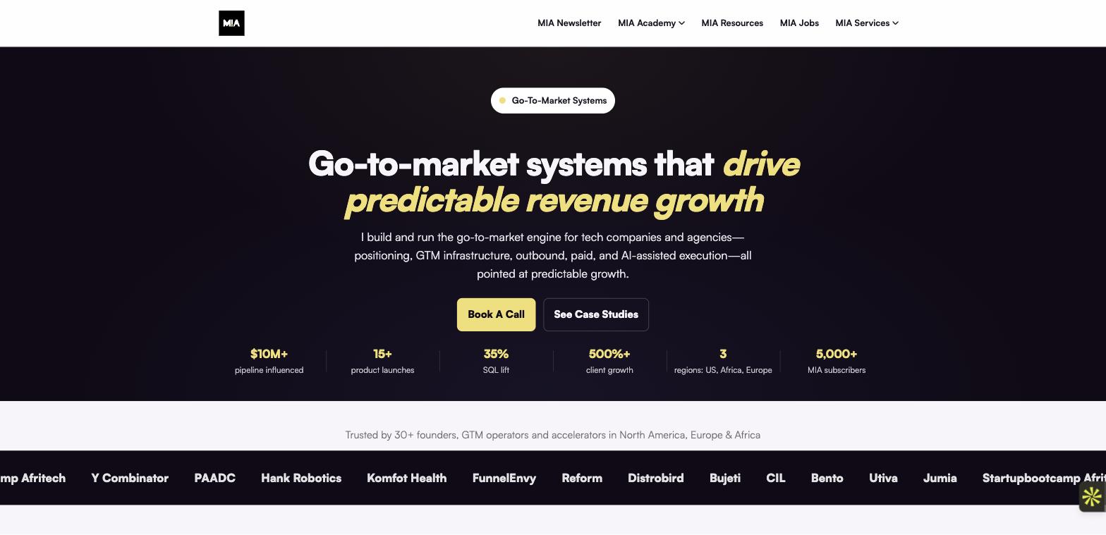 MIA's Go-To-Market Systems service page